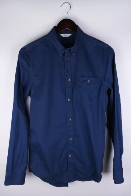 NN07 No Nationality DEREK Men Casual Shirt Blue Cotton size S