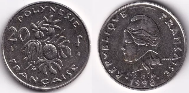 20 Francs 1998 Polynésie Française IEOM - Fleurs, gousses de vanille, uru