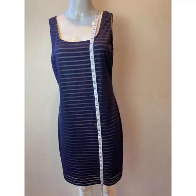 Jennifer Lopez Womens Dress Bodycon Striped Sleeveless Navy And Tan Size Large 3