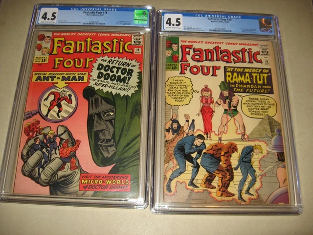 Fantastic Four #16 (Ant-Man & Dr Doom) & #19 Rama Tut Kang (Marvel 1963) Cgc 4.5