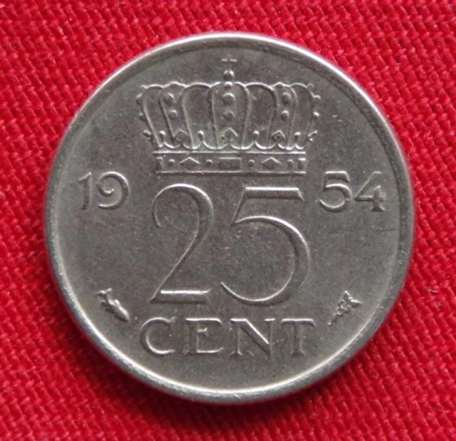 PAYS BAS PIÈCE de 25 cents Juliana de 1954