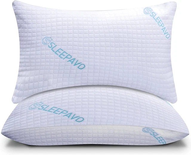 Shredded Memory Foam Pillows - Gel Pillow Queen Size Set of 2 - Bamboo Gel Cooli