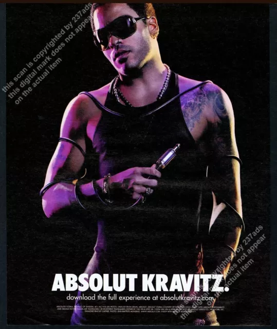 2006 Absolut Kravitz photo with vodka bottle patch cord end vintage print ad