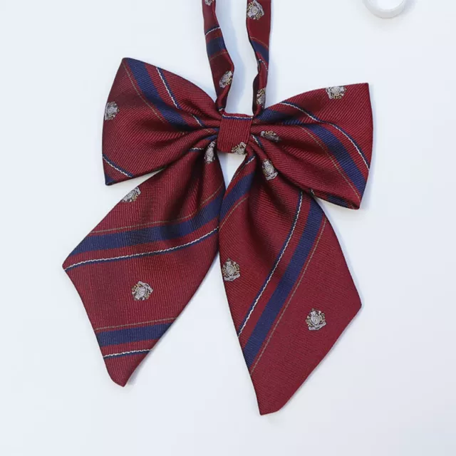 School Uniform Women's Bow Satin Lead Rope New Crown Knot Free Striped Tie  XK