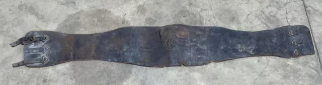 antique Vintage Harley style leather motorcycle waist kidney belt buckle 3
