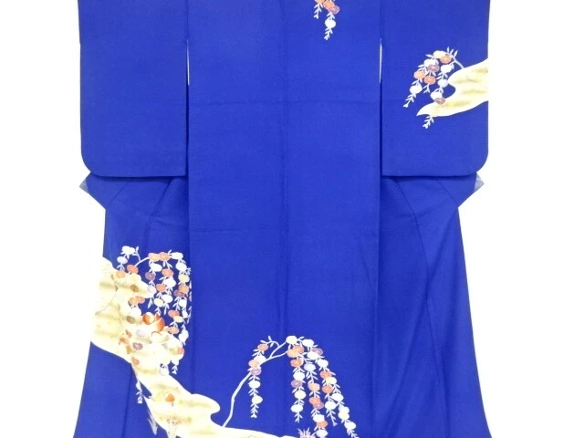 41047# Japanese Kimono / Antique Kimono / Embroidery / Weeping Sakura & Mand