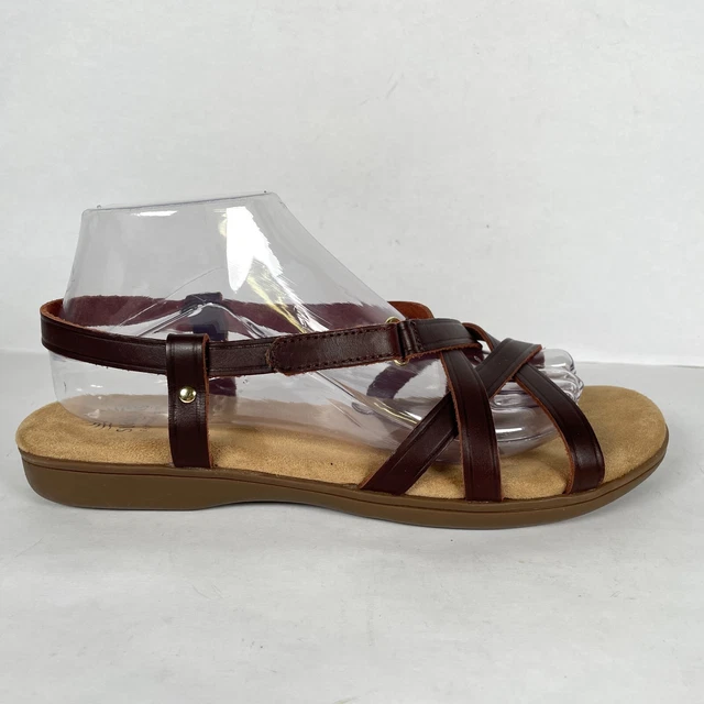 G.H. Bass Sunjuns Margie II Womens Size 9 W Brown Leather Strappy Sandals Shoes