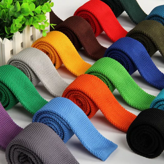 Quality Mens Tie Knit Knitted Ties Necktie Male Solid Slim Skinny Narrow Necktie