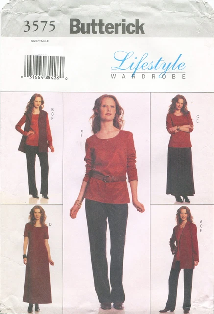 Butterick 3575 Misses Jacket Vest Dress Skirt Pants Sewing Pattern Uncut 14-18