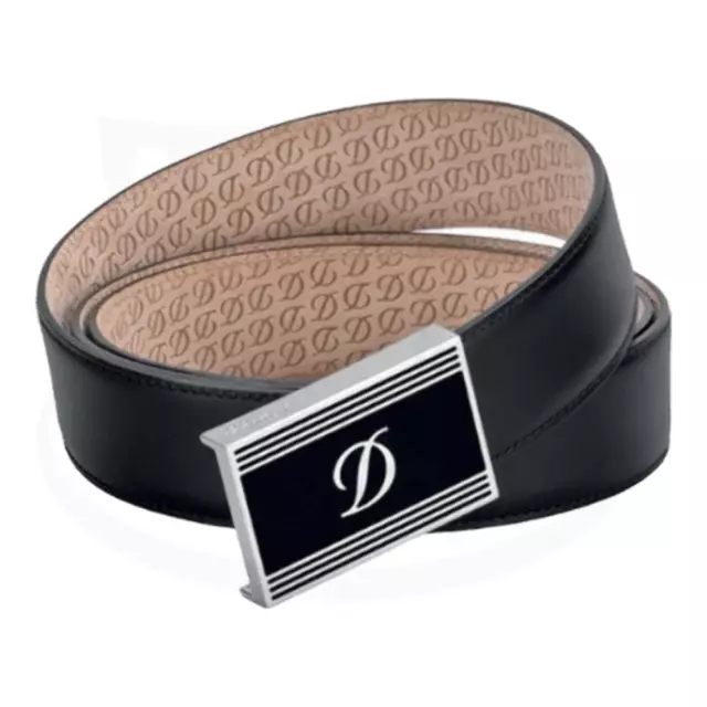 S.T. Dupont Line D Heritage Windsor Belt with Black Lacquer and Palladium, 05122