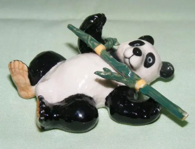 Klima Miniature Porcelain Animal Figure Panda with Bamboo Lying K439