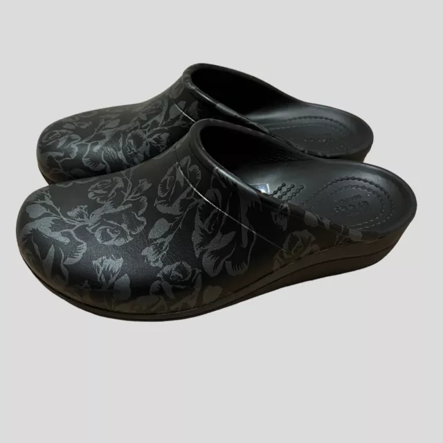 CROCS SLOANE WOMENS Slip On Graphic Rose Floral Clogs Sandals