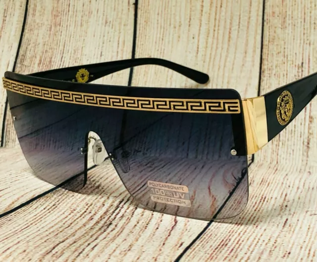 Flat Top Large Oversized Women Men Fashion Sunglasses Square Frame Gold Frame