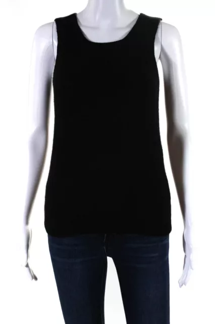 Saks Fifth Avenue Womens Crew Neck Thick Knit Tank Top Black Cashmere Size Small