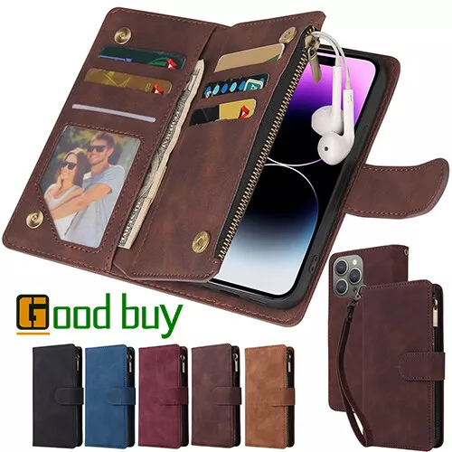 For iPhone 15  Pro Max  Wallet case 14 Plus 13 12 11 Pro X/XS XR 8 Leather Cover