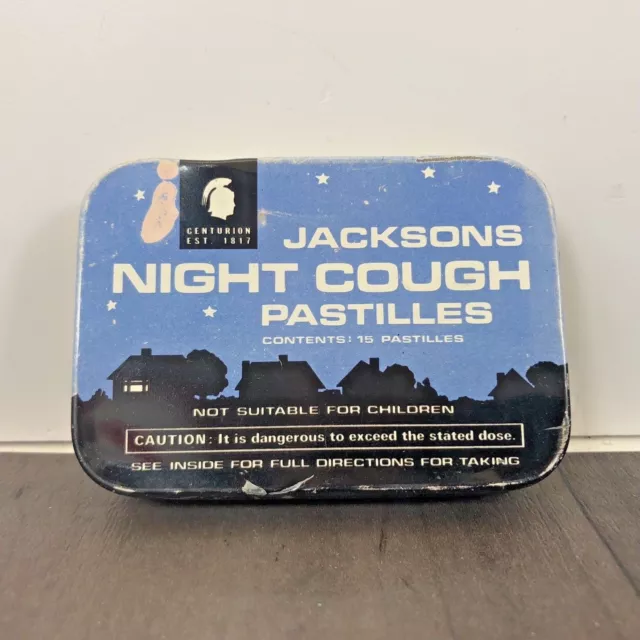 Jacksons Night Cough Pastilles Tin Rare Collectable Chemist Authentic Vintage