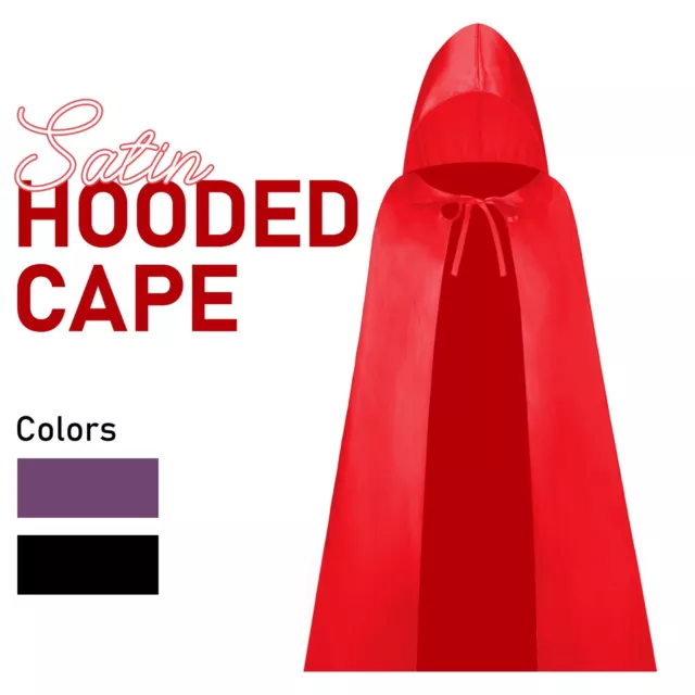 Kids Satin Hooded Cape Boys Girls Halloween Cloak Fancy Dress Party Wear Costume