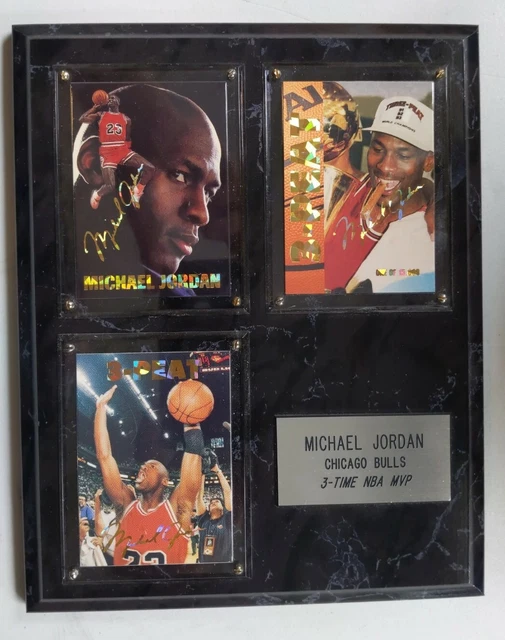 MICHAEL JORDAN 3 Time Nba Mvp 3 Chicago Bulls Vintage Card Plaque! A48