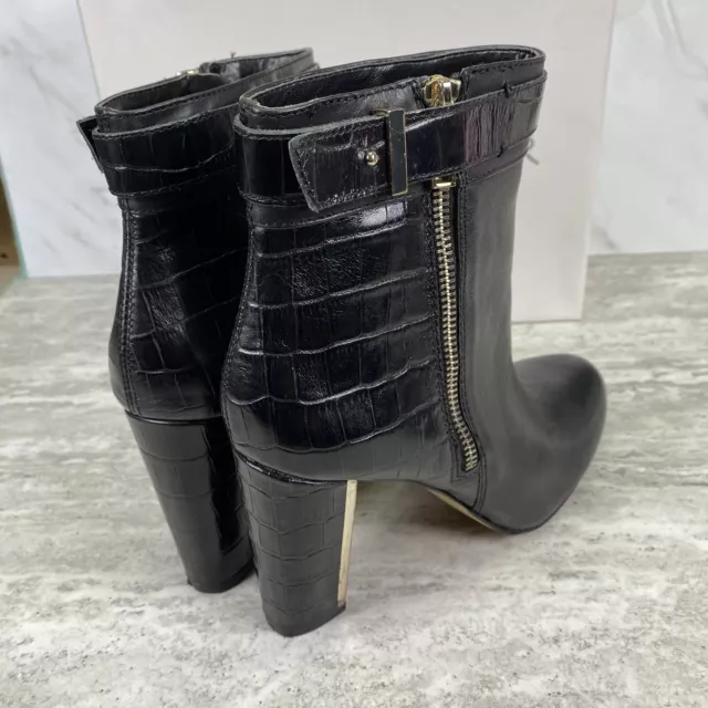 Ann Taylor 7M Carly Bootie Black Leather Side Zip Boot, 3" Heel 379966 With Box 2