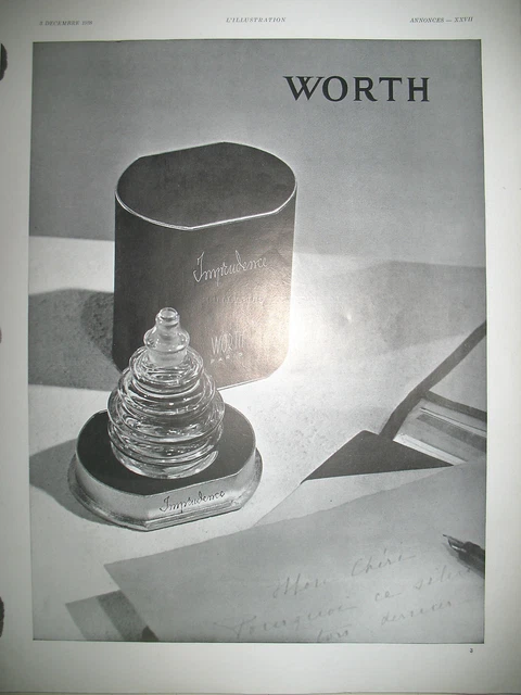 Publicite De Presse Worth Parfum Imprudence French Advertising 1938