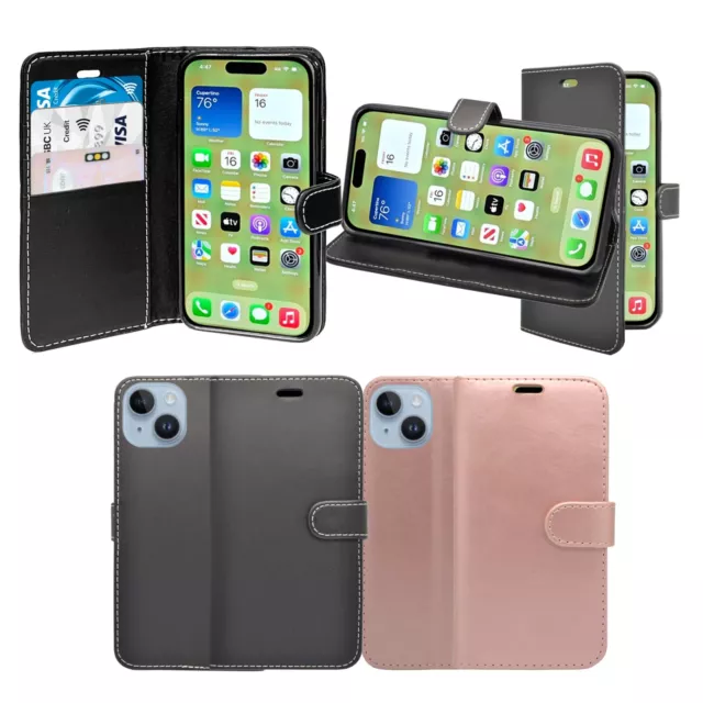 Pour Apple IPHONE 15 Plus Téléphone Étui Cuir PU Clapet Portefeuille Carte Poche
