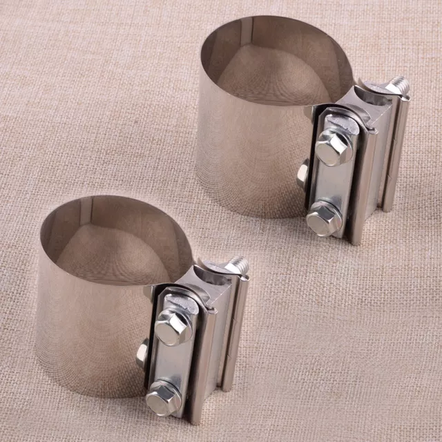 2x 3" OD Pipe Stainless Steel Exhaust Clamp Stepped Lap Joint Universal