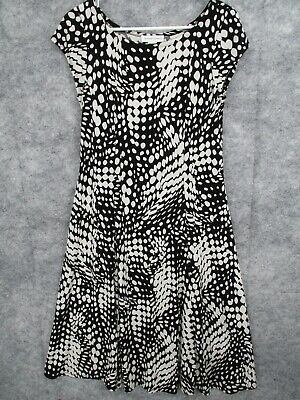 Christopher & Banks Women's Dress 8 Polka Dots Crew Neck Black White Sleeveless
