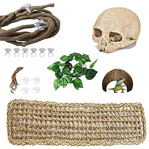PINVNBY Bearded Dragon Tank AccessoriesReptiles Resin Human Skull Habitat Dec...