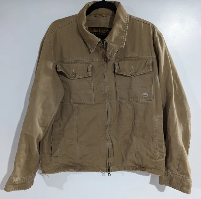 Timberland WeatherGear Jacket Men’s Medium Khaki Beige Full Zip