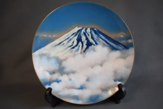 27.5cm / 5.9" Japanese Cloisonné Plate by Ando Shippo "Glorious Mt. FUJI" 487