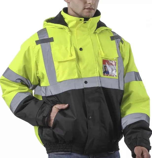 High Visibility Reflective Jackets for Men, Waterproof Class 3 Safety Jacket 3XL