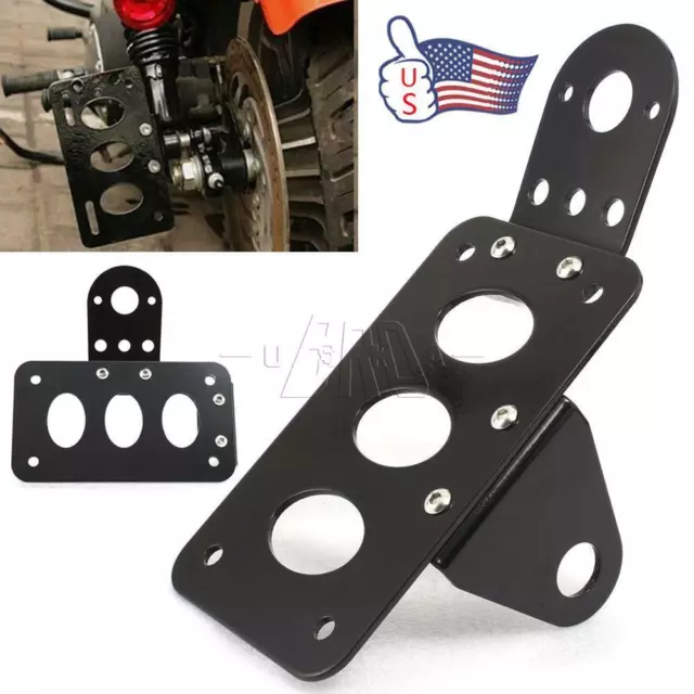 MOTORCYCLE BLACK SIDE Mount License Plate Bracket Holder For Harley