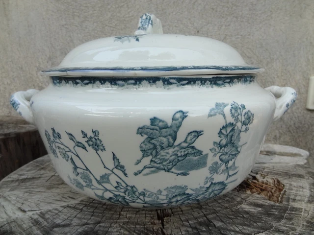 Grande Dinette Ancienne Nimy – Faïence Belge – Soupière, Plat, Saladier, Ravier – Animaux
