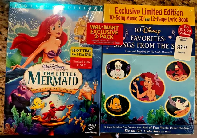 WALT DISNEY 'The Little Mermaid' Exclusive DVD & Music CD 2PC - LIMITED Edition!