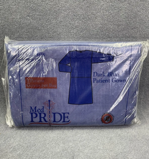 Medpride Latex Free Dark Blue Medical Patient Gowns 5 per order