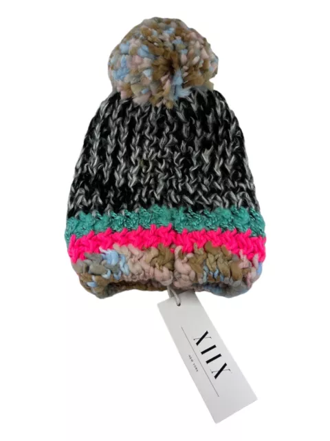 XIIX Collection Womens Hat Pom Beanie Bright Multi Winter Pull On