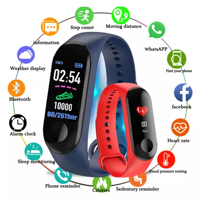 Smart Band Watch Bracelet Wristband M3 M4 Fitness Tracker Heart Rate Monitor