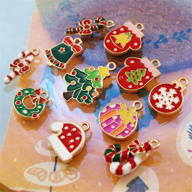 Ornamente Weihnachts-Emaille-Anhänger für DIY Armband Halskette Legierung Charm