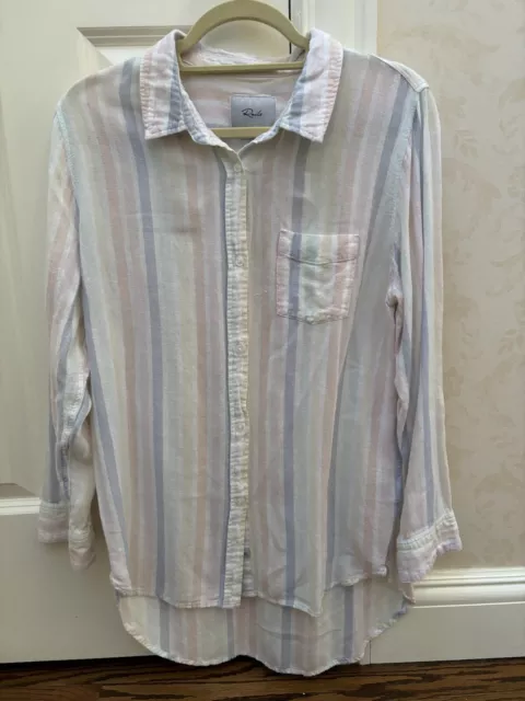 Rails Striped Button Up Pastel Shirt/ Sz L/NWOT