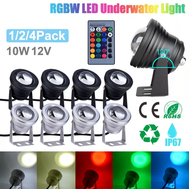 Waterproof RGB LED Underwater Spot Lights Aquarium Fountain Pool Pond Lamp 12V