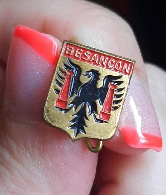 Broche Ancienne émaillée Blason Bourgogne - Signée Augis Lyon - Occasion Vintage