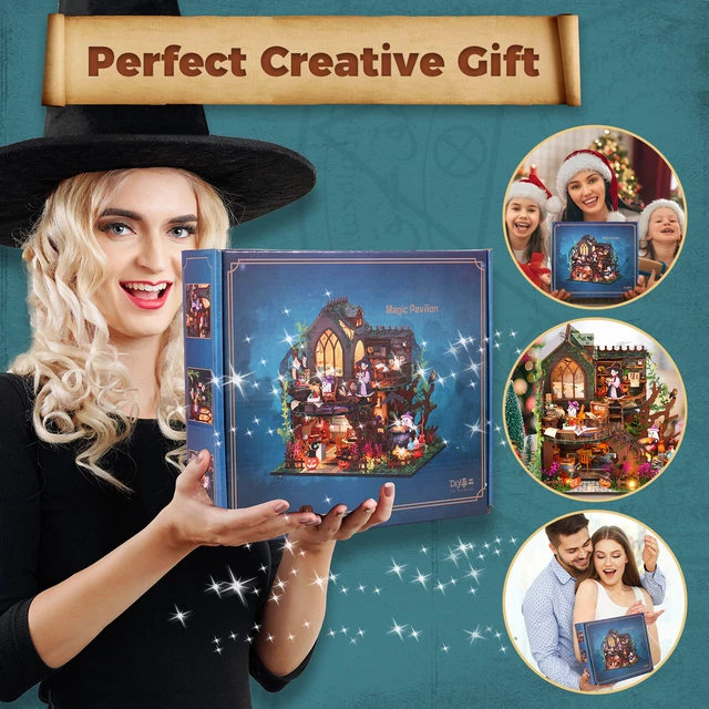 thumbnail image 2 of Snapklik.co : LED 3D Wooden Puzzle Winter Cabin DIY Iniature Building Kit 2 of 10