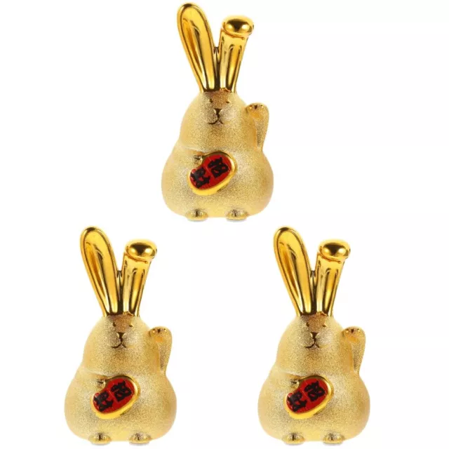 3 Pieces Ceramics Rabbit Piggy Bank Child Small Figurines Chinese Zodiac