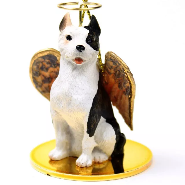 Pitbull Terrier Ornament Angel Figurine Hand Painted Brindle