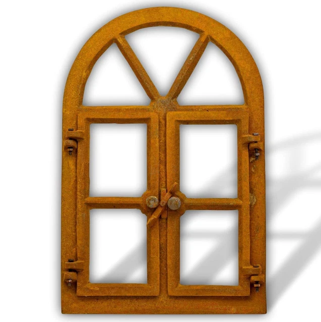 Marco ventana del granero de hierro herrumbre de estilo antiguo 38 x 57,5cm