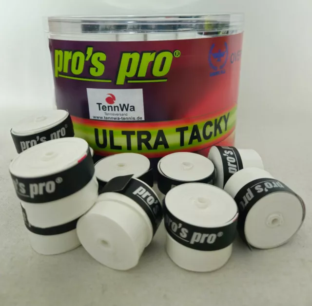 NEU: 10er Pack Pros Pro Ultra Tacky Griffband, weiß, Overgrip 0,7mm