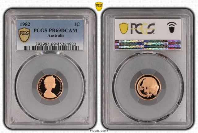 1982 Australia 1C Coin PCGS PR69DCAM - Gold Shield