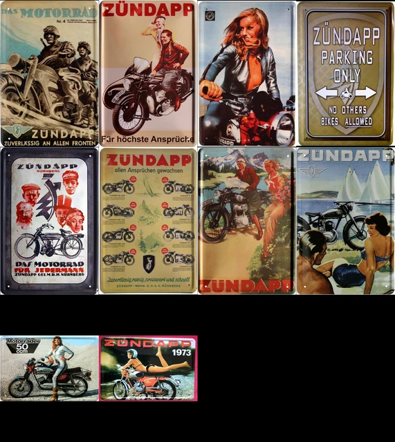 Blechschild 20x30 ZÜNDAPP Motorrad Moped Mofa Kult Oldtimer Pin up Girl COL