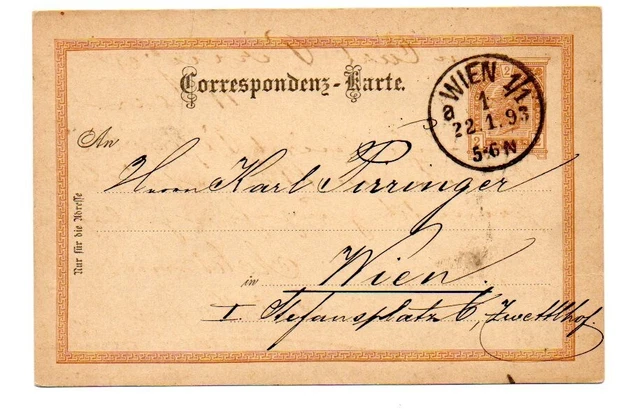 Österreich, 1893, Correspondenz-Karte mit eingedruckter 2Heller Frankatur