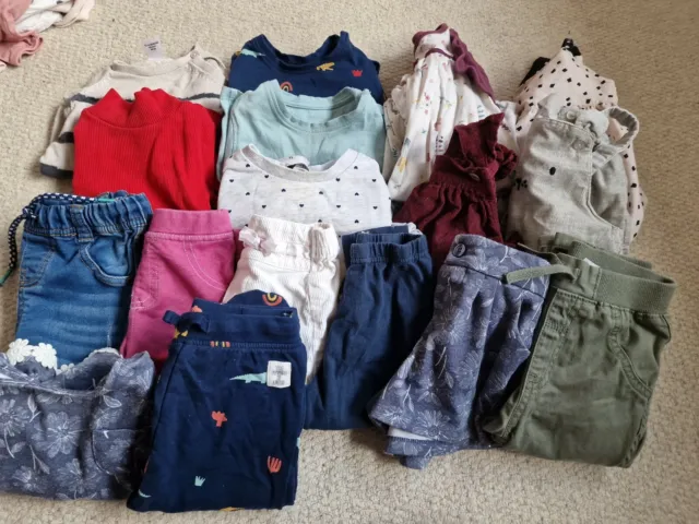 Girls Clothes Bundle Age 12-18 Months Dresses Tops Shorts Dungarees